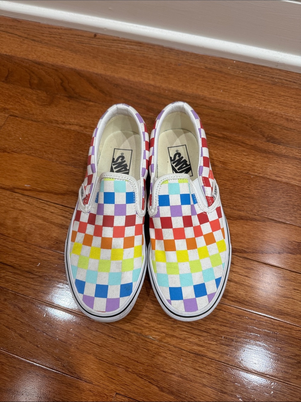 Vans Women’s Rainbow Checkerboard Slip-On Shoes - Multicolor